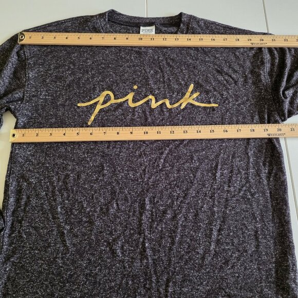 PINK Victoria's Secret Pajama Set Women S Heathered Gray LS Top Pants - Picture 5 of 16